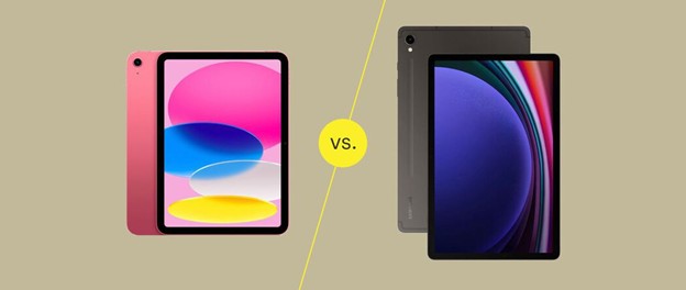 iPad vs Android tablet comparison with side-by-side display.