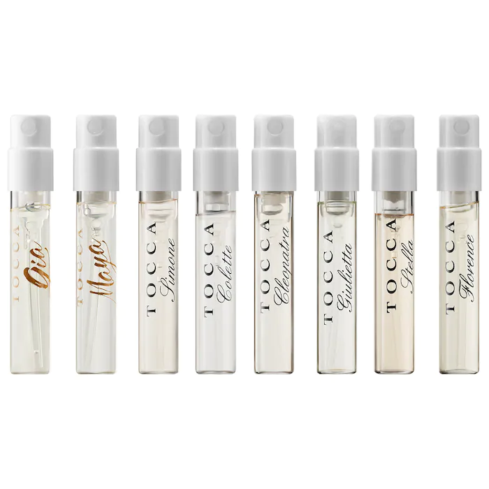 **Alt tag:** Tocca perfume mini spray collection with eight fragrance samples. decant perfumes