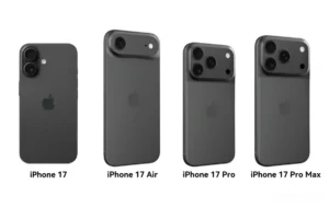 iPhone 17 lineup including Air, Pro, and Pro Max models in black