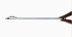 Side view of slim iPhone 17 design held by fingers