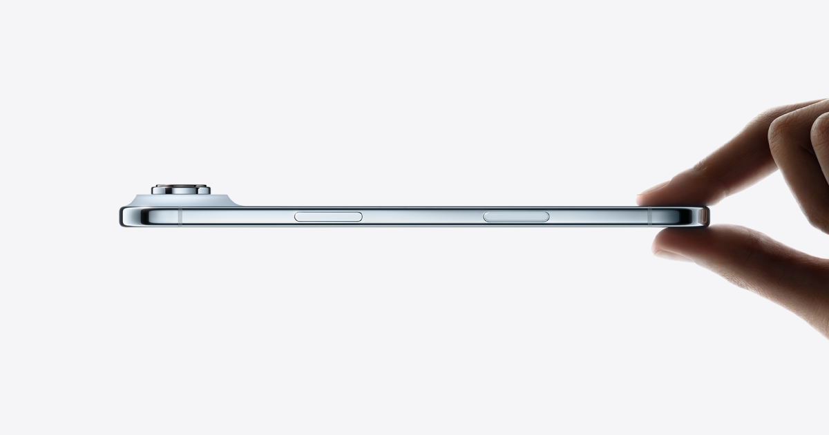 Ultra-thin iPhone Air profile highlighting its sleek design and slim camera module.