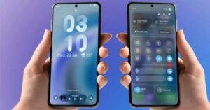 Samsung phones showing One UI lock screen and Quick Panel side by side