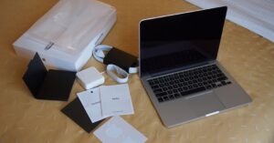 new laptop setup with accessories highlighting fresh system performance without slowdown