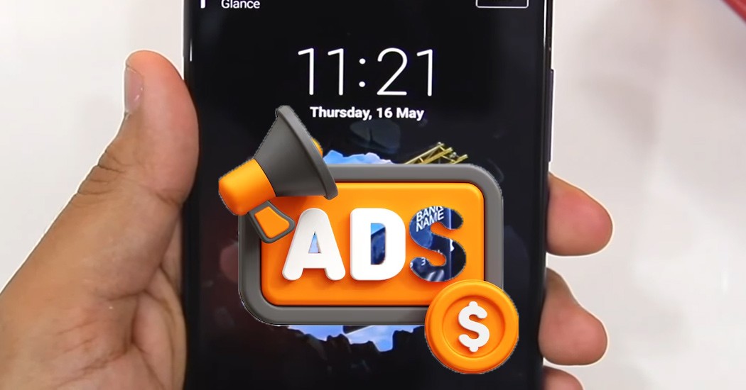 Xiaomi phone lock screen showing ads