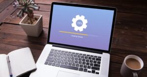 laptop updating system software to improve performance and fix slow speed issues