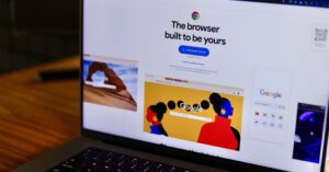 MacBook display showing Google Chrome browser for web browsing and everyday productivity