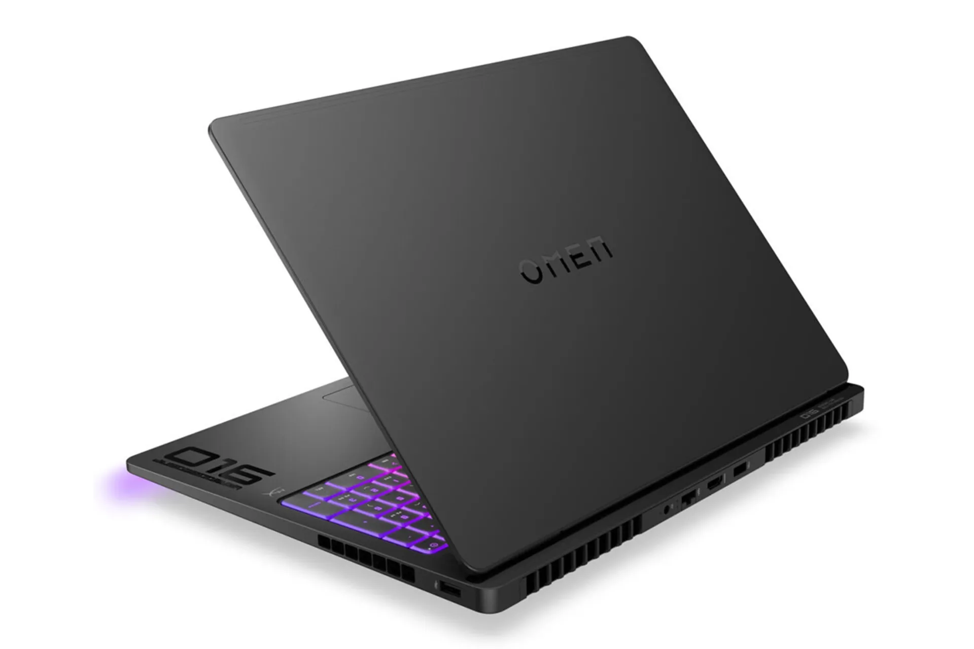 HP Omen gaming laptop with sleek black design, RGB backlit keyboard and advanced cooling system.