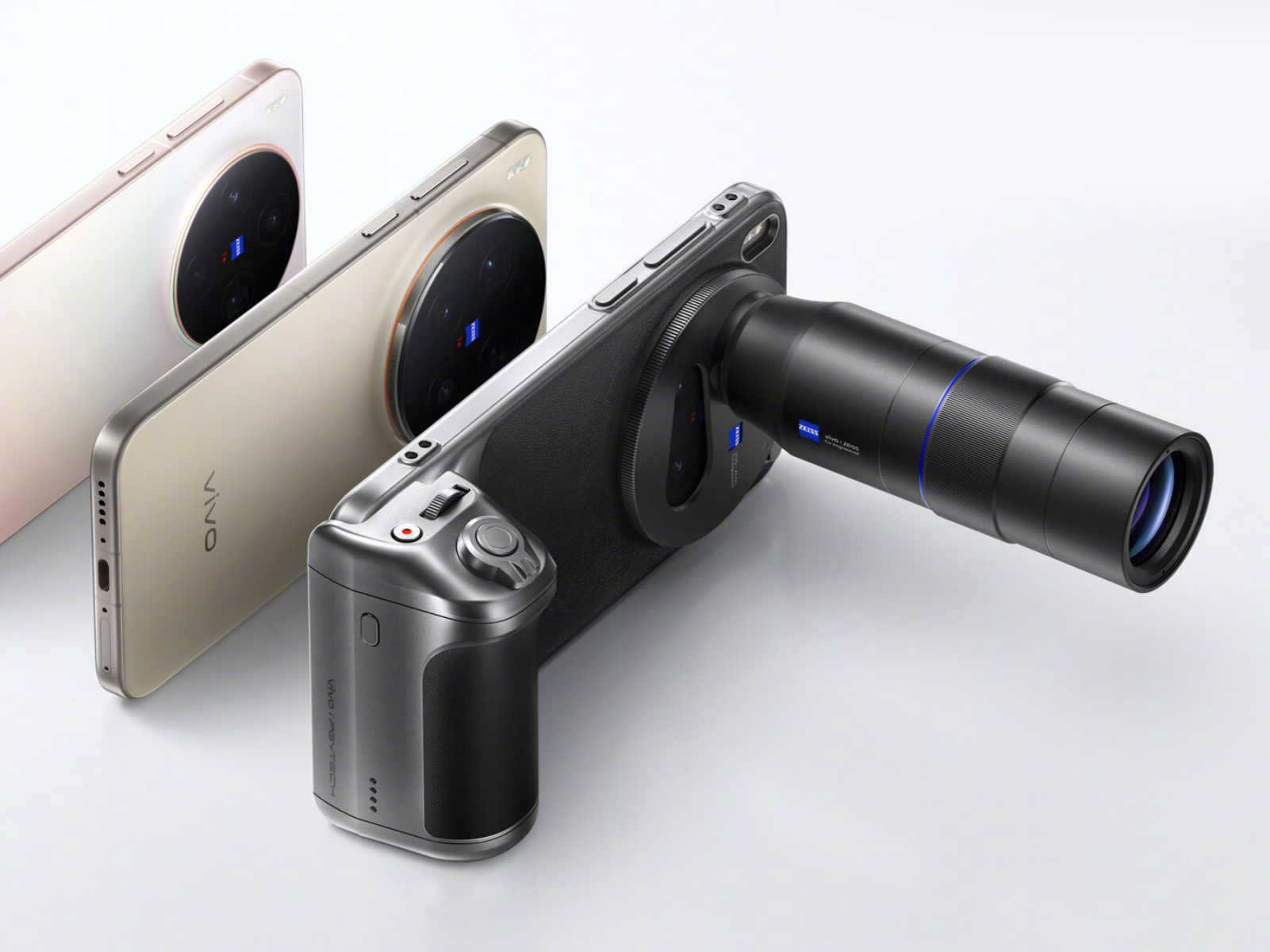 Vivo X300 Pro smartphone with professional camera kit and detachable telephoto lens for advanced mobile photography. 