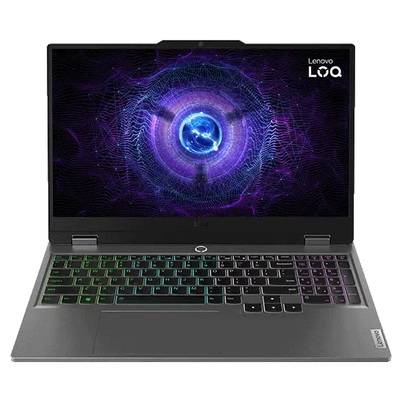 Lenovo LOQ gaming laptop with RGB keyboard and display optimized for modern games.