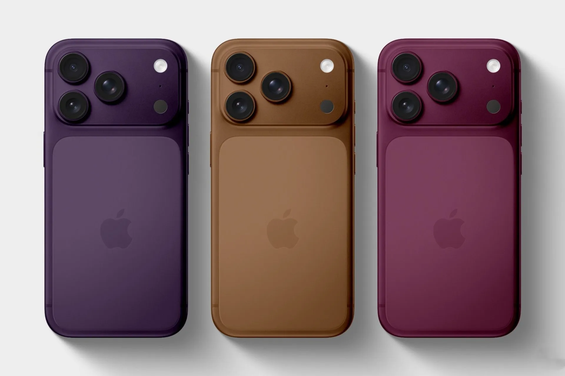 iPhone Air color options in purple, bronze, and burgundy finishes. 
