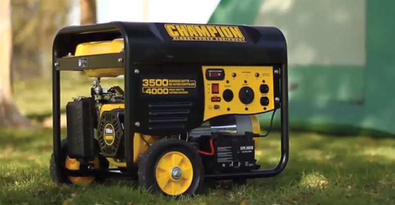 Portable gasoline generator with wheels for outdoor backup power use
