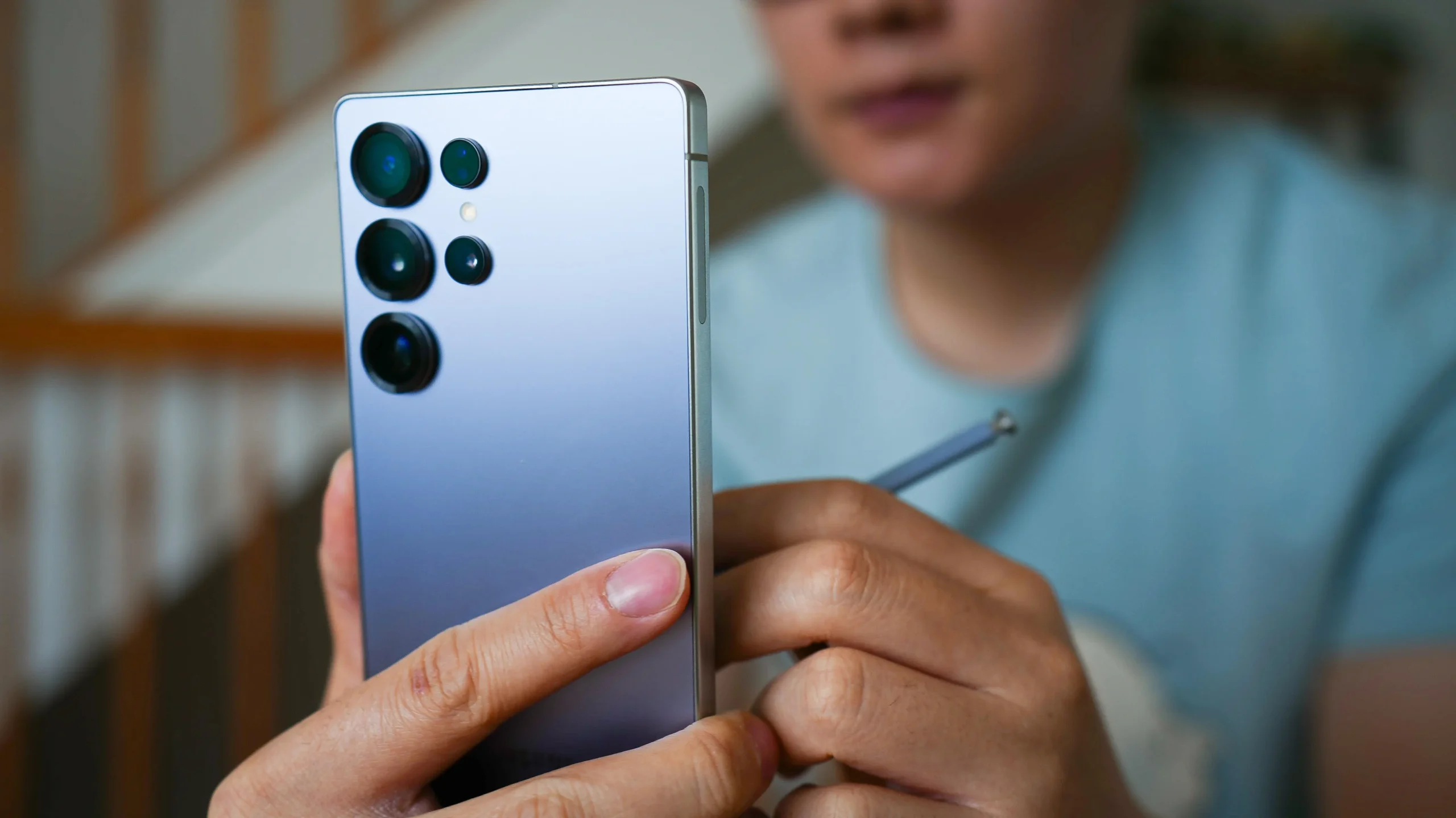 Samsung Galaxy Ultra smartphone with S Pen and multiple rear cameras
