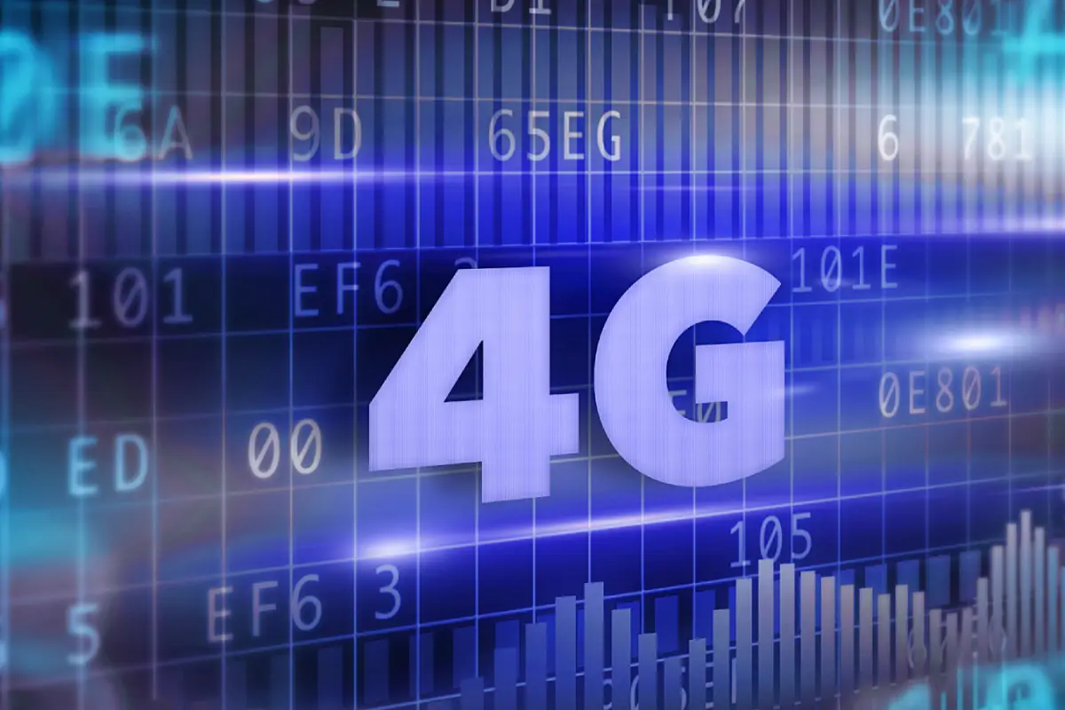 4G mobile network technology graphic with digital data background