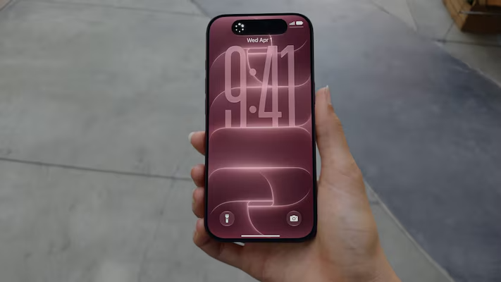 iPhone 18 Pro concept held in one hand with Dynamic Island display